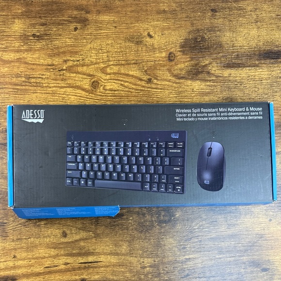 Adesso Black Wireless Spill Resistant Mini Keyboard & Mouse - Picture 1 of 11
